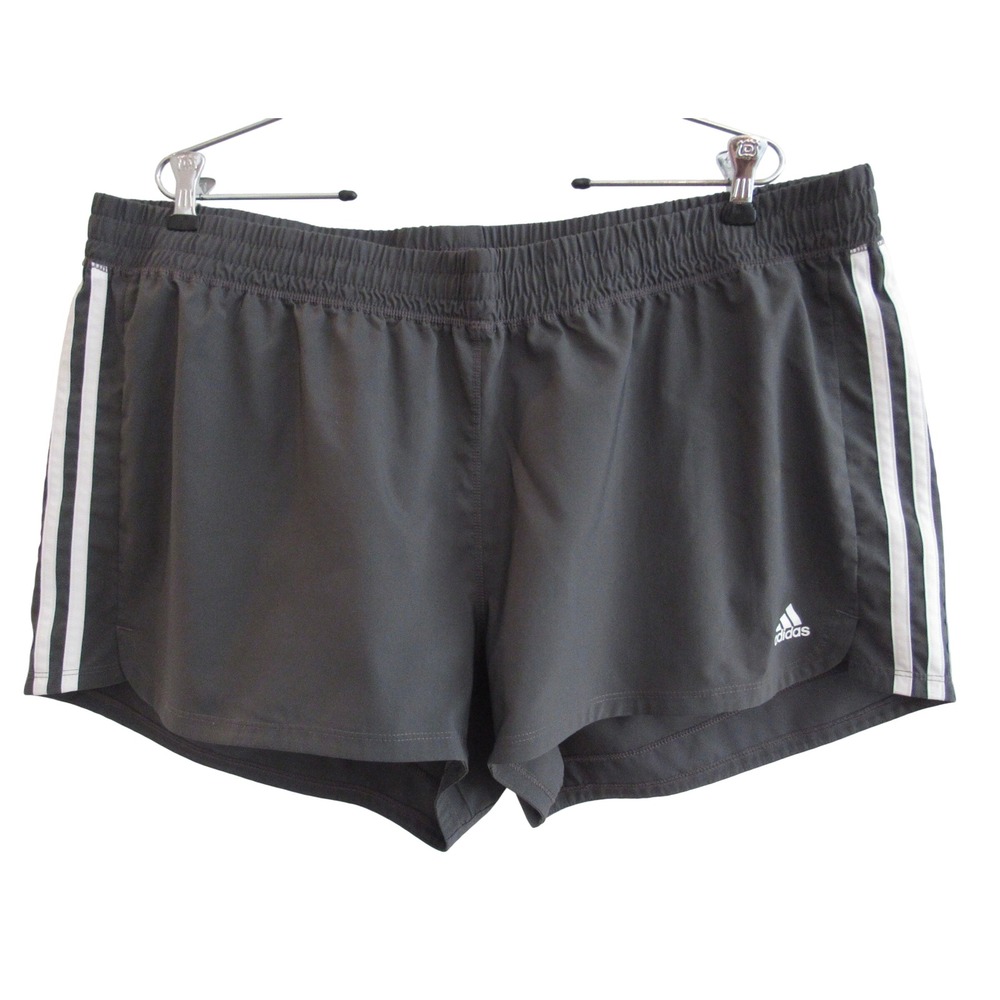 Adidas Shorts Womens 2XL Gray AEROREADY 3 Stripe Running Gym Training